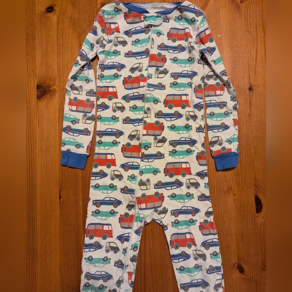 Simple Joys Kids Car Print Onesie with Blue Trim